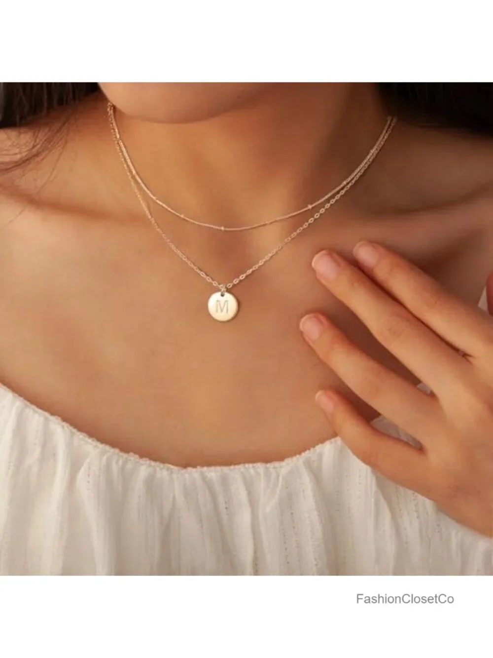 14K Gold Plated Initial Disc Necklace Layered Dainty Jewelry Gift for Women